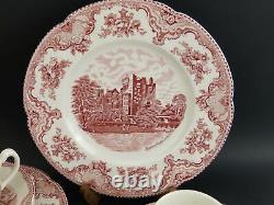 20 pc Dinner Set Johnson Brothers Bros Old Britain Castles Pink Red Transferware