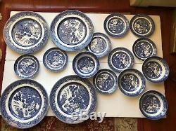 21 Pcs NEW VTG Authentic JOHNSON BROS 1940 Blue WILLOW DINNERWARE SET 4settings