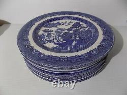 23 Pc Johnson Bros England Blue Willow Green Stamp