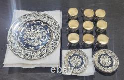 24 Pieces Vintage Johnson Bros Pareek Mirror Platinum Silver Luster Plates Cups