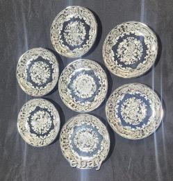24 Pieces Vintage Johnson Bros Pareek Mirror Platinum Silver Luster Plates Cups