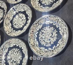 24 Pieces Vintage Johnson Bros Pareek Mirror Platinum Silver Luster Plates Cups