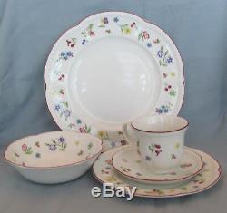 25 Pieces Johnson Brothers Fleurette-5 Place Settings-Dinner, Salad, Cereal, C/S