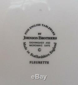 25 Pieces Johnson Brothers Fleurette-5 Place Settings-Dinner, Salad, Cereal, C/S