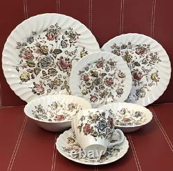 $276 Johnson Bros Ironstone Staffordshire Bouquet Four 7 Pc. Place Settings EUC