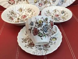 $276 Johnson Bros Ironstone Staffordshire Bouquet Four 7 Pc. Place Settings EUC