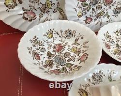$276 Johnson Bros Ironstone Staffordshire Bouquet Four 7 Pc. Place Settings EUC