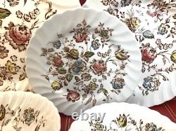 $276 Johnson Bros Ironstone Staffordshire Bouquet Four 7 Pc. Place Settings EUC