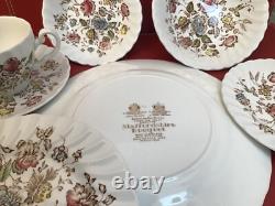 $276 Johnson Bros Ironstone Staffordshire Bouquet Four 7 Pc. Place Settings EUC