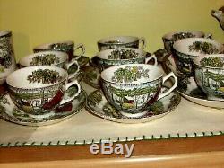 28 pieces VINTAGE JOHNSON BROS England Friendly Village Cups Saucers Creamer