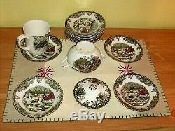 28 pieces VINTAGE JOHNSON BROS England Friendly Village Cups Saucers Creamer