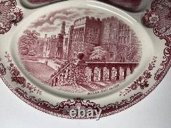 2 Johnson Brothers OLD BRITAIN CASTLES PINK Grill Plates RARE 11 1/8 Diameter