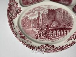2 Johnson Brothers OLD BRITAIN CASTLES PINK Grill Plates RARE 11 1/8 Diameter