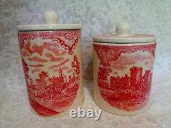2 Johnson Brothers Old British Castle Red/Pink Canisters