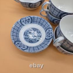 31 Pc Set JOHNSON BROS Plates Cups & Saucers Bowls Mongolia Gray/Flow Blue