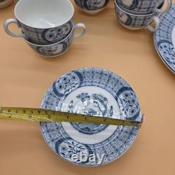 31 Pc Set JOHNSON BROS Plates Cups & Saucers Bowls Mongolia Gray/Flow Blue