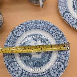 31 Pc Set JOHNSON BROS Plates Cups & Saucers Bowls Mongolia Gray/Flow Blue