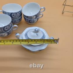 31 Pc Set JOHNSON BROS Plates Cups & Saucers Bowls Mongolia Gray/Flow Blue