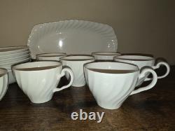 31 Pieces. Vintage JOHNSON Brothers White Coffe/ Tea Set For Party Of 6