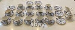 36 Piece Johnson Bros Indies Blue England Ironstone Tea Cup Creamer Sugar Bowl