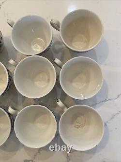 36 Piece Johnson Bros Indies Blue England Ironstone Tea Cup Creamer Sugar Bowl