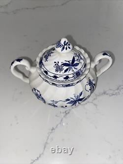 36 Piece Johnson Bros Indies Blue England Ironstone Tea Cup Creamer Sugar Bowl