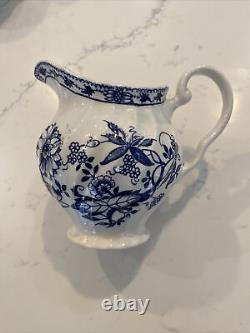 36 Piece Johnson Bros Indies Blue England Ironstone Tea Cup Creamer Sugar Bowl