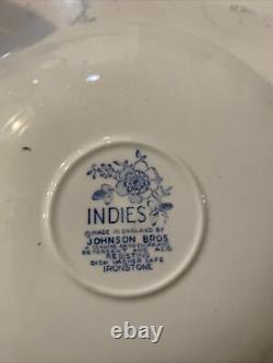36 Piece Johnson Bros Indies Blue England Ironstone Tea Cup Creamer Sugar Bowl