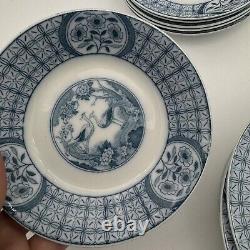 37 Pcs Set Antique Plates Bowls Cups Johnson Bros MONGOLIA GRAY Blue FLOW Rare