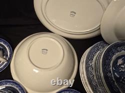 37 Piece Johnson Bros Blue Willow Svc For 6 Plus Hostess Pieces