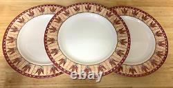 3 Dinner Plate Johnson Brothers Bros Papyrus Tan Red Leaf Leaves England