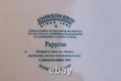 3 Dinner Plate Johnson Brothers Bros Papyrus Tan Red Leaf Leaves England