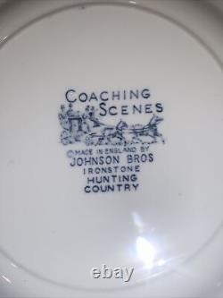 42 Johnson Bros. Blue & White Dishes Coaching Scenes Stoke-on-Trent Blueware