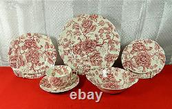 44-piece Set Of Johnson Brothers English Chippendale-red-pink Pattern China