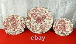 44-piece Set Of Johnson Brothers English Chippendale-red-pink Pattern China