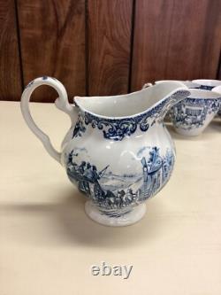 45 Pc Johnson Brothers Ltd Vintage Dish Set Coaching Scenes Blue and White