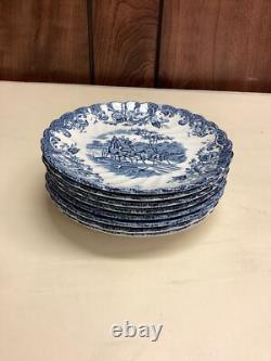 45 Pc Johnson Brothers Ltd Vintage Dish Set Coaching Scenes Blue and White