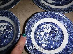 45 Piece JOHNSON BROS Ironstone Hand Engraved England Blue Willow Dinnerware PO