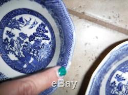 45 Piece JOHNSON BROS Ironstone Hand Engraved England Blue Willow Dinnerware PO