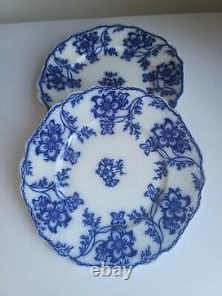 4 Antique Johnson Brothers Flow Blue 7 3/4 Salad Plates Claremont Htf Embossed