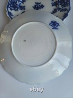 4 Antique Johnson Brothers Flow Blue 7 3/4 Salad Plates Claremont Htf Embossed