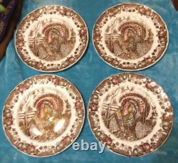 4 Johnson Bros His Majesty DINNER PLATES England Turkey Thanksgiving 10.5