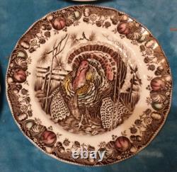 4 Johnson Bros His Majesty DINNER PLATES England Turkey Thanksgiving 10.5