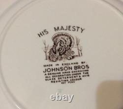 4 Johnson Bros His Majesty DINNER PLATES England Turkey Thanksgiving 10.5