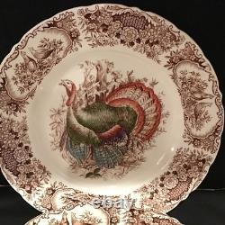 4 Johnson Bros Wild Turkeys Dinner Plate Native American Standing Turkey 10-3/4