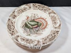 4 Johnson Bros Wild Turkeys Dinner Plate Windsor Ware 10 1/2 Standing turkey