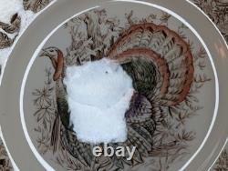 4 Johnson Bros Wild Turkeys Dinner Plate Windsor Ware 10 1/2 Standing turkey