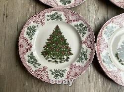 4 Johnson Brothers Old Britain Castles Dinner Plates Christmas Tree 10.5 Bros