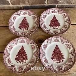 4 Johnson Brothers Old Britain Castles Pink Christmas 8 Salad Plates