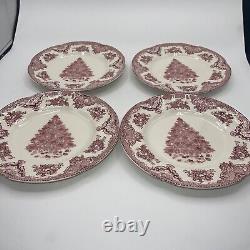 4 Johnson Brothers Old Britain Castles Pink Christmas 8 Salad Plates